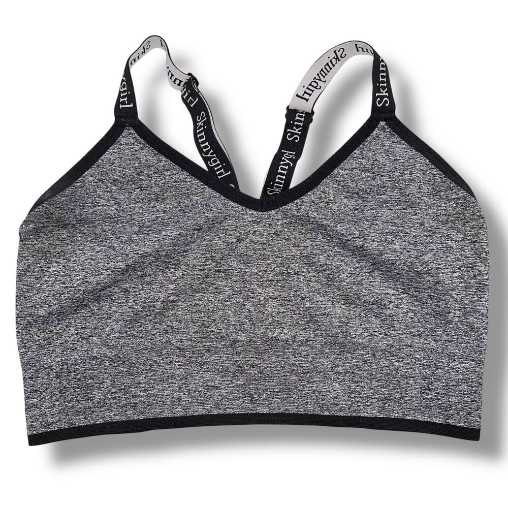 Skinnygirl Womens Sports Bra Medium Support Gray Black Medium